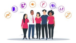 Illustration représentant la sensibilisation au handicap en entreprise dans le cadre d’un accord handicap entreprise.